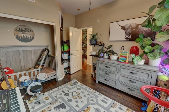 interior space featuring dark wood-style flooring