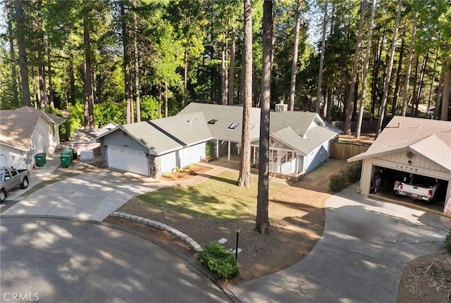 view of front of property with a garage