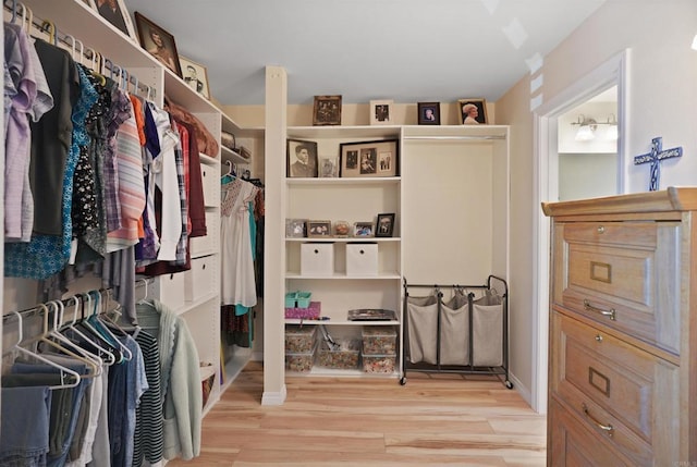 spacious closet with light wood-type flooring