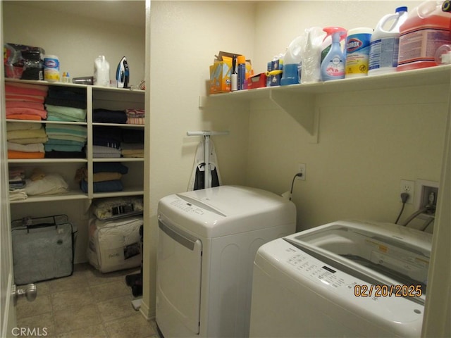 laundry area with washer and dryer and laundry area