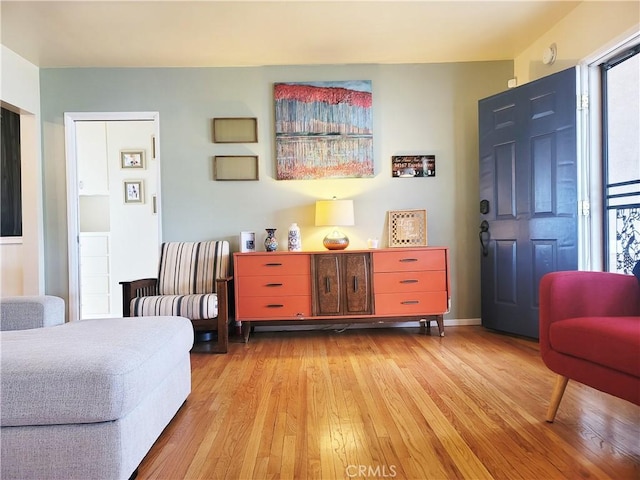 living area with light wood-style floors