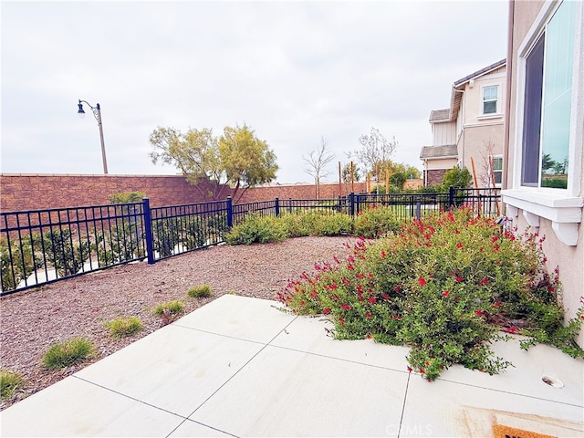 view of yard featuring a patio area and a fenced backyard