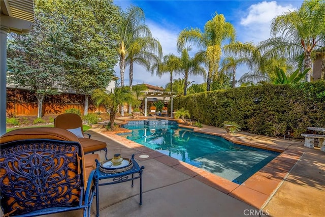 view of pool with a patio area, a fenced backyard, and a fenced in pool