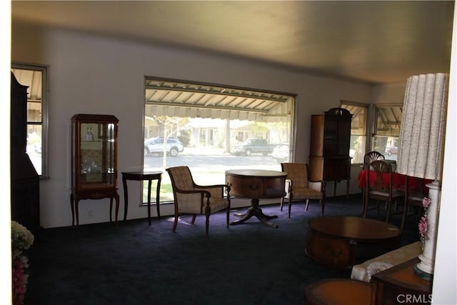 view of carpeted dining area