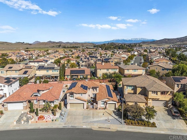 birds eye view of property featuring a residential view and a mountain view