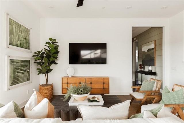 living area with wood finished floors
