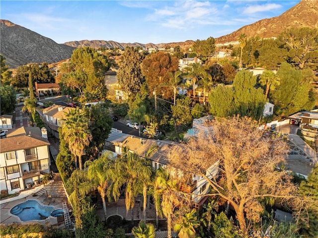 aerial view with a residential view and a mountain view