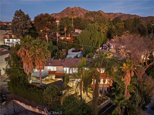 drone / aerial view featuring a mountain view