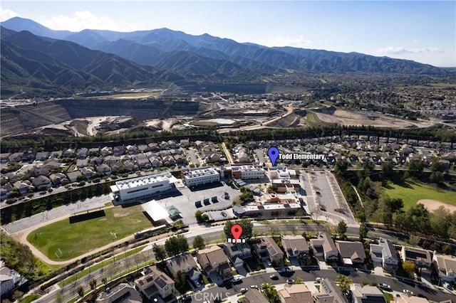 bird's eye view with a residential view and a mountain view