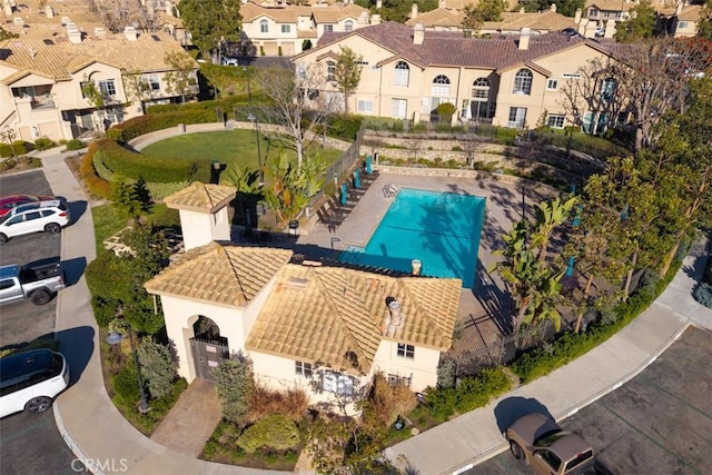 aerial view featuring a residential view