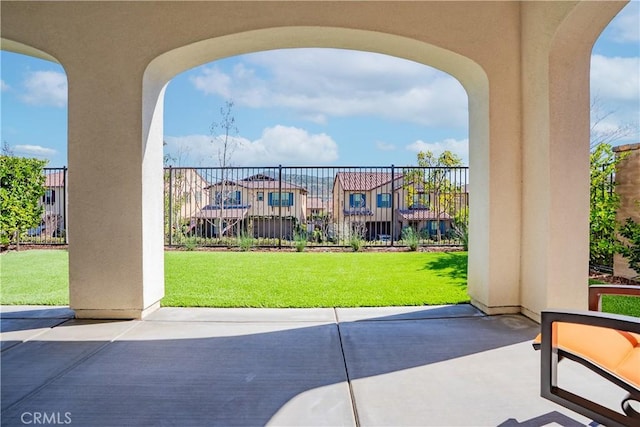 view of patio / terrace featuring a residential view