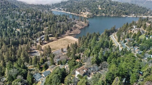 820 Arbula Dr, Crestline, CA 92325 - aerial view with a wooded view and a water view