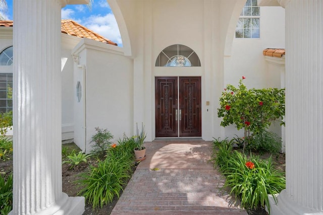 1367 Corona, Bonita, CA 91902 - doorway to property with stucco siding and a tiled roof
