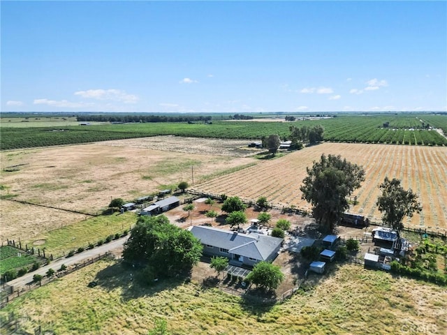 birds eye view of property with a rural view