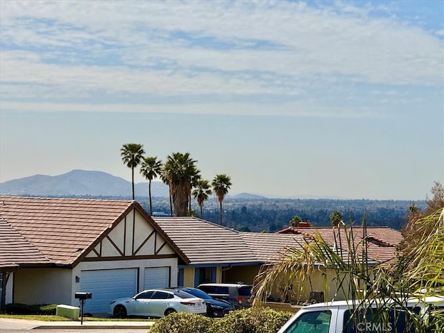 exterior space featuring a mountain view