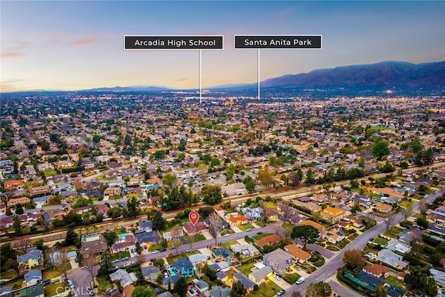 bird's eye view with a mountain view and a residential view