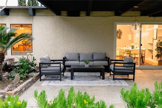 view of patio featuring an outdoor living space