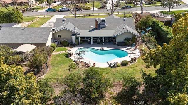 view of swimming pool with a patio area, a fenced backyard, and a fenced in pool