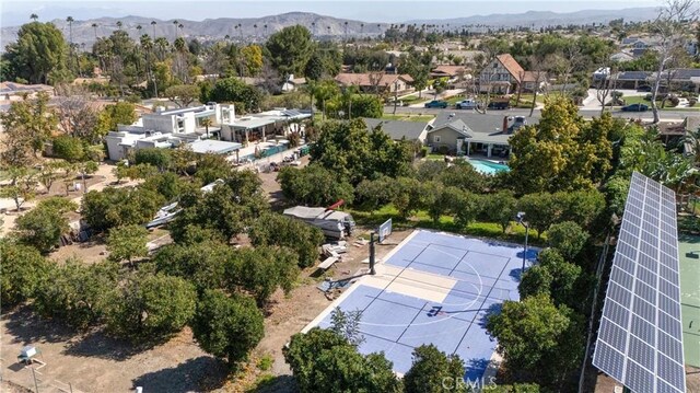 bird's eye view with a mountain view