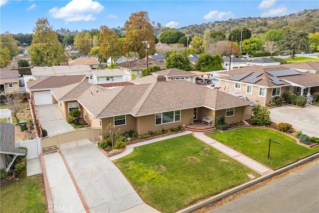 bird's eye view with a residential view