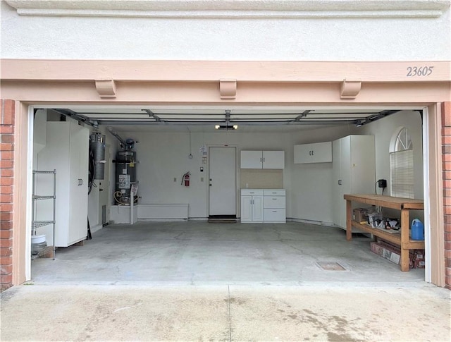 garage featuring water heater