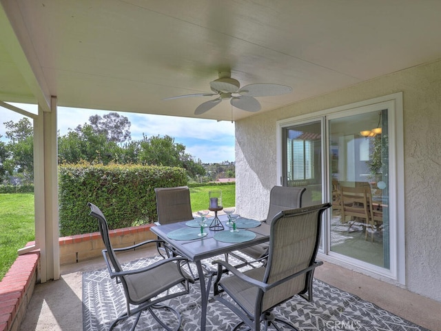 27740 Via Sarasate, Mission Viejo, CA 92692 - view of patio / terrace featuring outdoor dining area and ceiling fan
