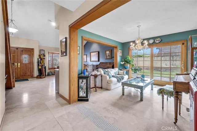 6153 Peridot Ave, Alta Loma, CA 91701 - living area featuring a chandelier and baseboards