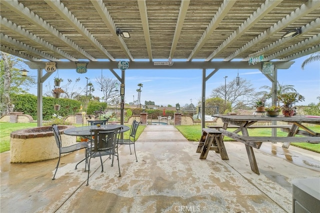 6153 Peridot Ave, Alta Loma, CA 91701 - view of patio / terrace featuring outdoor dining area and a pergola