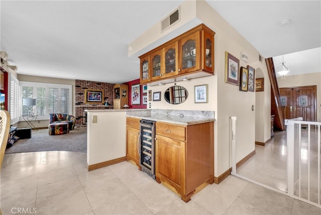 6153 Peridot Ave, Alta Loma, CA 91701 - indoor bar featuring beverage cooler, a fireplace, baseboards, and light tile patterned floors