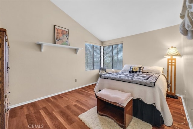6153 Peridot Ave, Alta Loma, CA 91701 - bedroom with wood finished floors, lofted ceiling, and baseboards