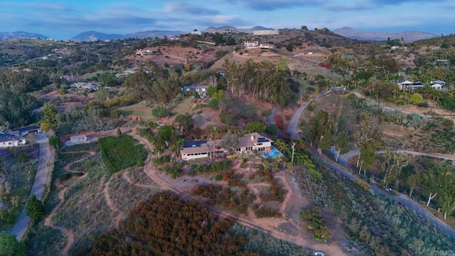 drone / aerial view with a mountain view