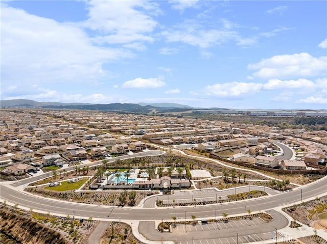 birds eye view of property featuring a residential view and a mountain view