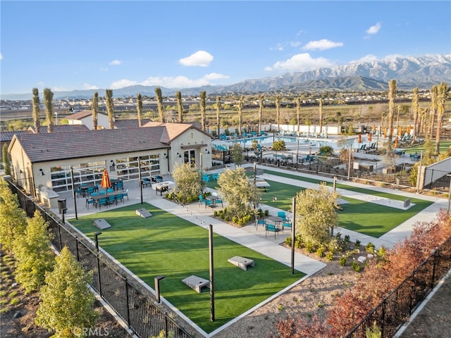 exterior space featuring a mountain view