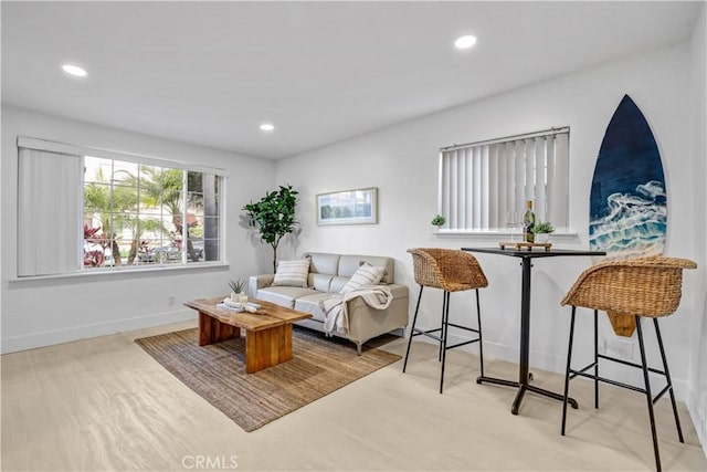 309 W Avenida Palizada, San Clemente, CA 92672 - living area with baseboards, wood finished floors, and recessed lighting