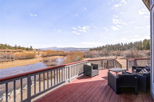 deck featuring a mountain view