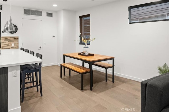 1923 N Gower St, Los Angeles, CA 90068 - dining space featuring recessed lighting, light wood-type flooring, and baseboards