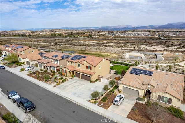 aerial view with a residential view and a mountain view