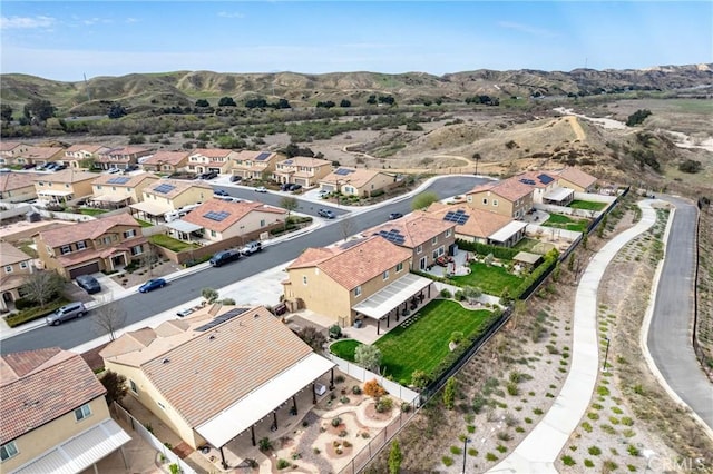 aerial view featuring a residential view and a mountain view