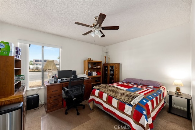 26131 Chambers Ave, Menifee, CA 92586 - carpeted bedroom featuring a desk, a textured ceiling, and a ceiling fan