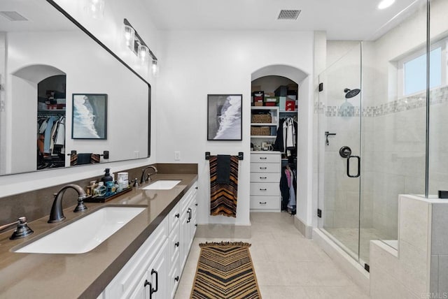 4065 Via Palo Verde Lago, Alpine, CA 91901 - bathroom featuring a stall shower, a sink, and visible vents