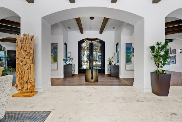 4065 Via Palo Verde Lago, Alpine, CA 91901 - entrance foyer with visible vents, beam ceiling, and baseboards