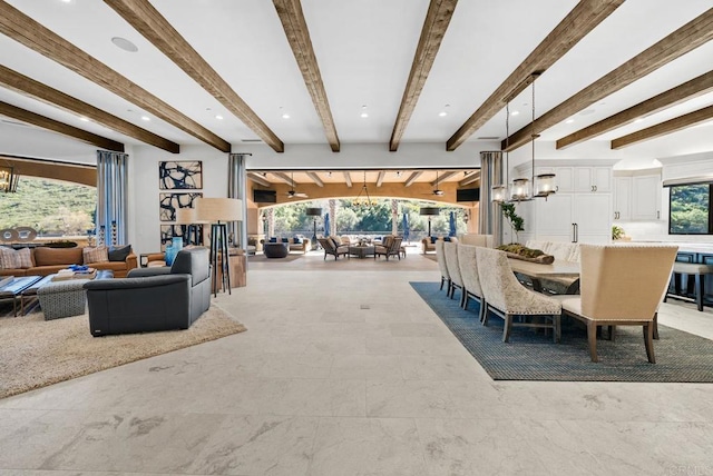 4065 Via Palo Verde Lago, Alpine, CA 91901 - dining space featuring beam ceiling and recessed lighting