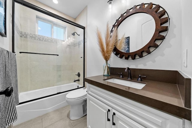 4065 Via Palo Verde Lago, Alpine, CA 91901 - bathroom with shower / bath combination with glass door, vanity, toilet, and tile patterned floors