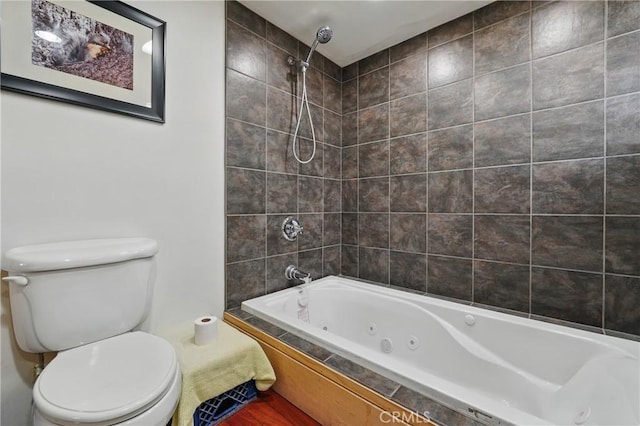 30919 Valley Oak Dr, Running Springs, CA 92382 - bathroom featuring toilet and a combined bath / shower with jetted tub