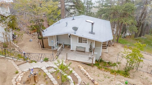 30919 Valley Oak Dr, Running Springs, CA 92382 - view of front of home with a wooden deck