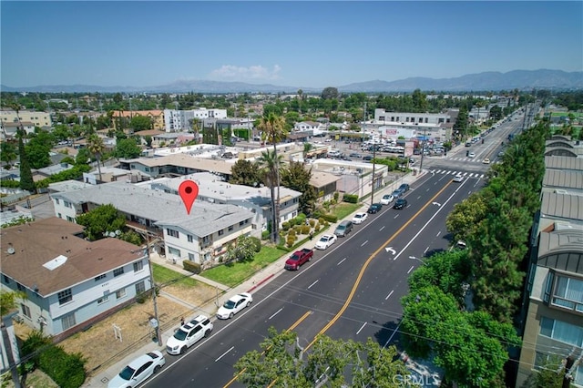 bird's eye view featuring a mountain view