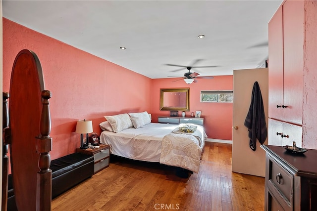 bedroom with light wood-type flooring