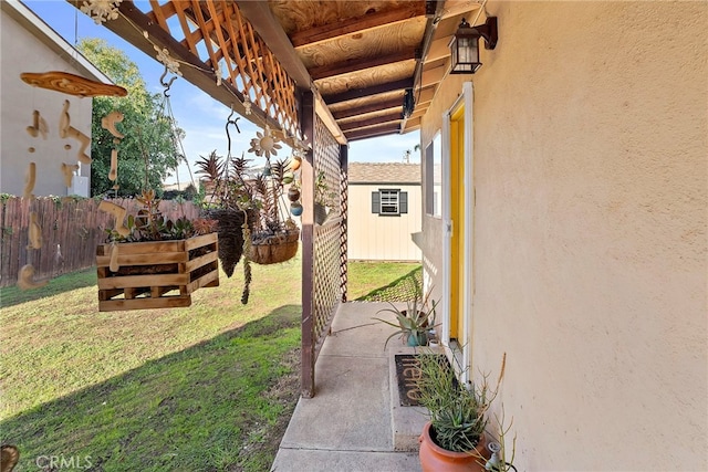 view of yard featuring fence