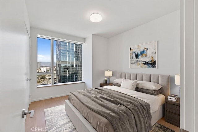 bedroom featuring baseboards and wood finished floors