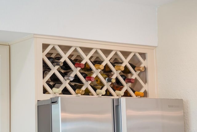 wine cellar with a textured wall